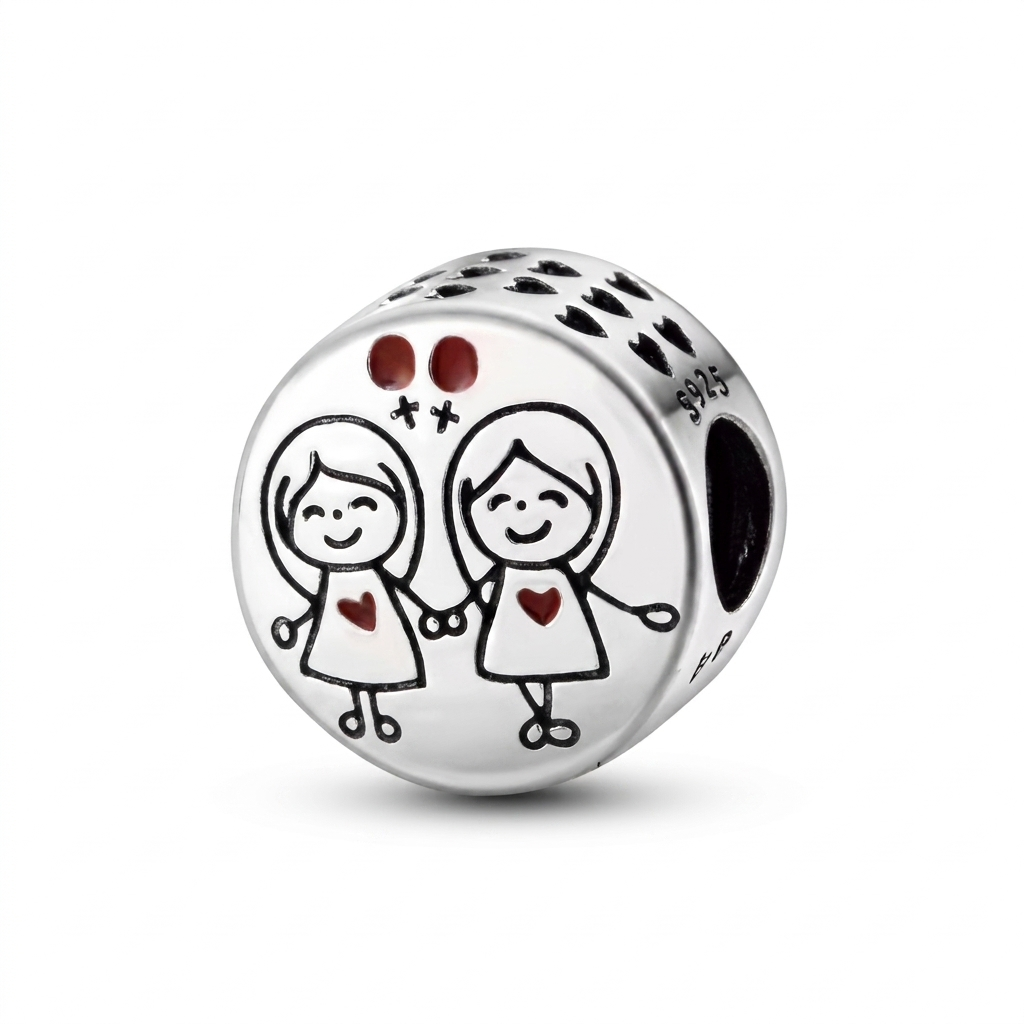Set de dijes familiares Corazón de Plata