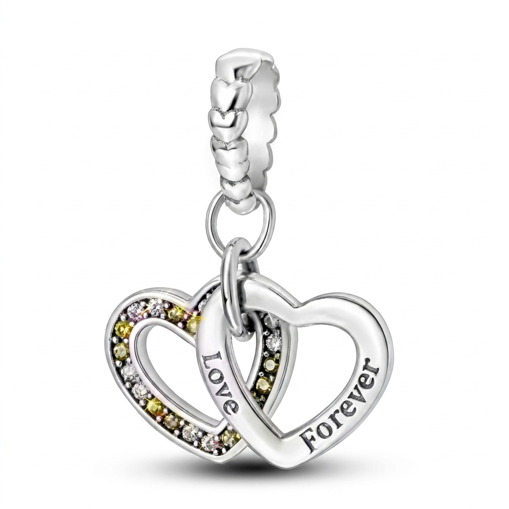 Set de dijes familiares Corazón de Plata