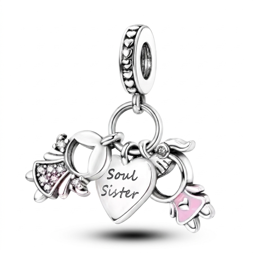 Set de dijes familiares Corazón de Plata