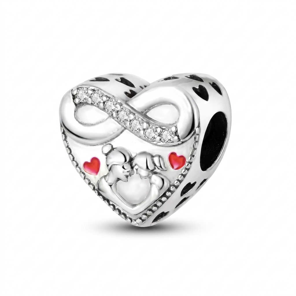 Set de dijes familiares Corazón de Plata