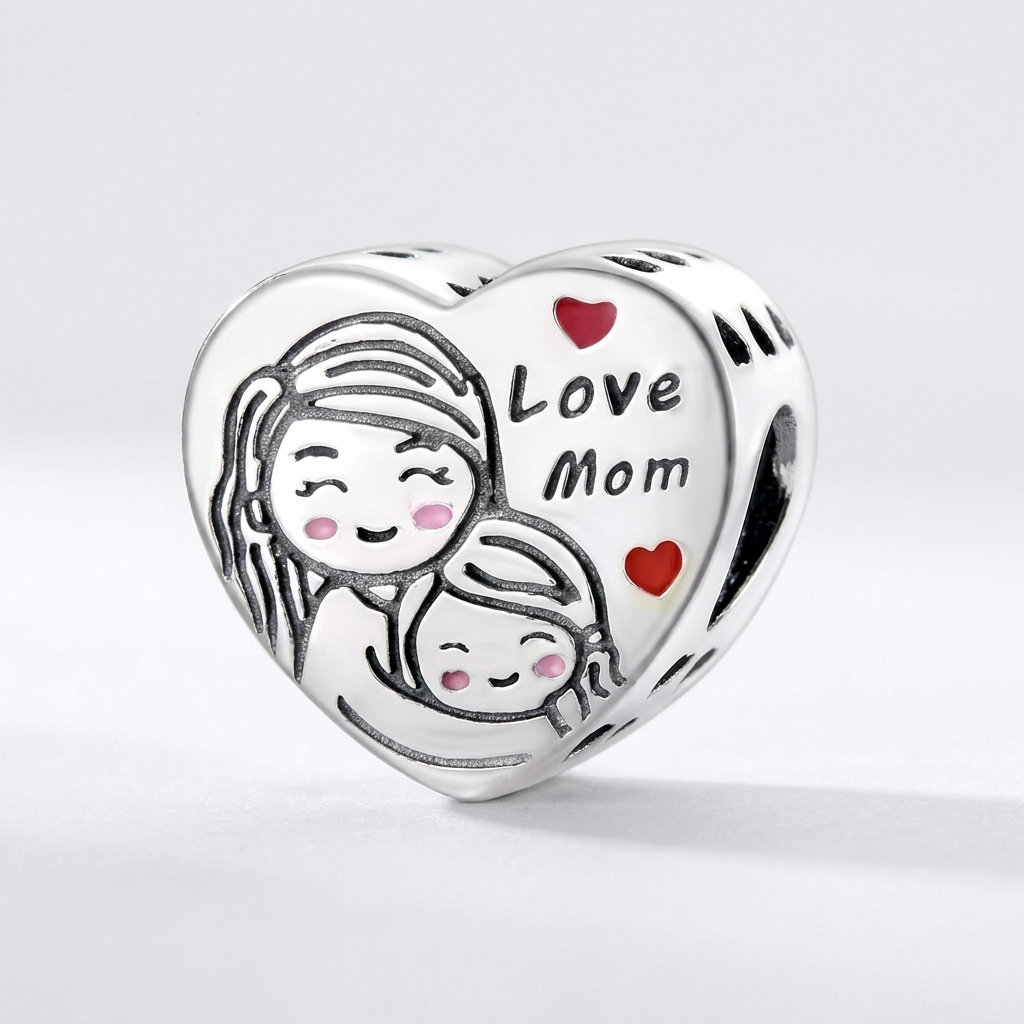 Set de dijes familiares Corazón de Plata
