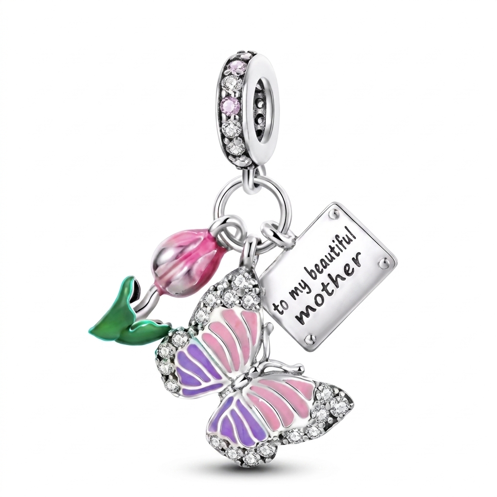 Set de dijes familiares Corazón de Plata