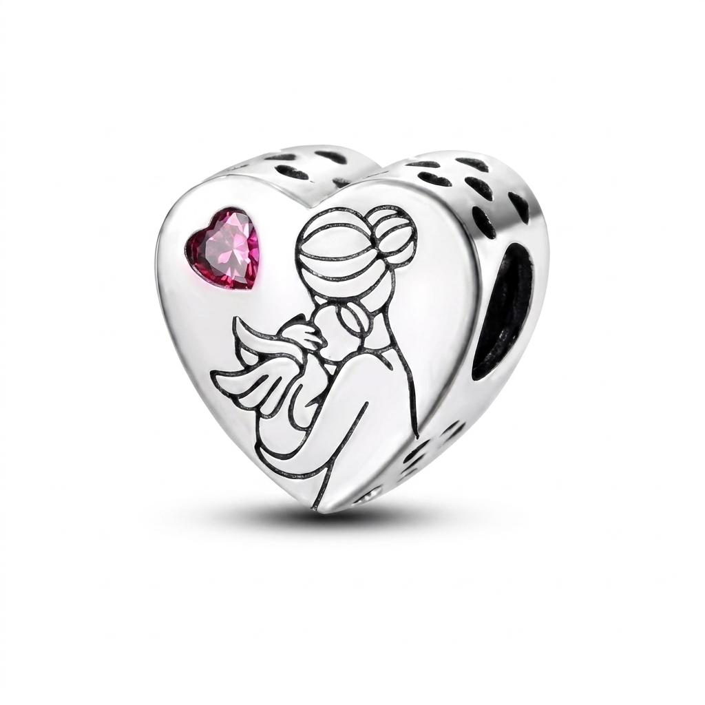 Set de dijes familiares Corazón de Plata
