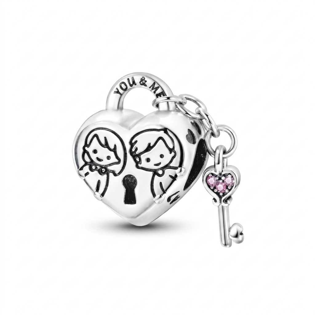 Set de dijes familiares Corazón de Plata