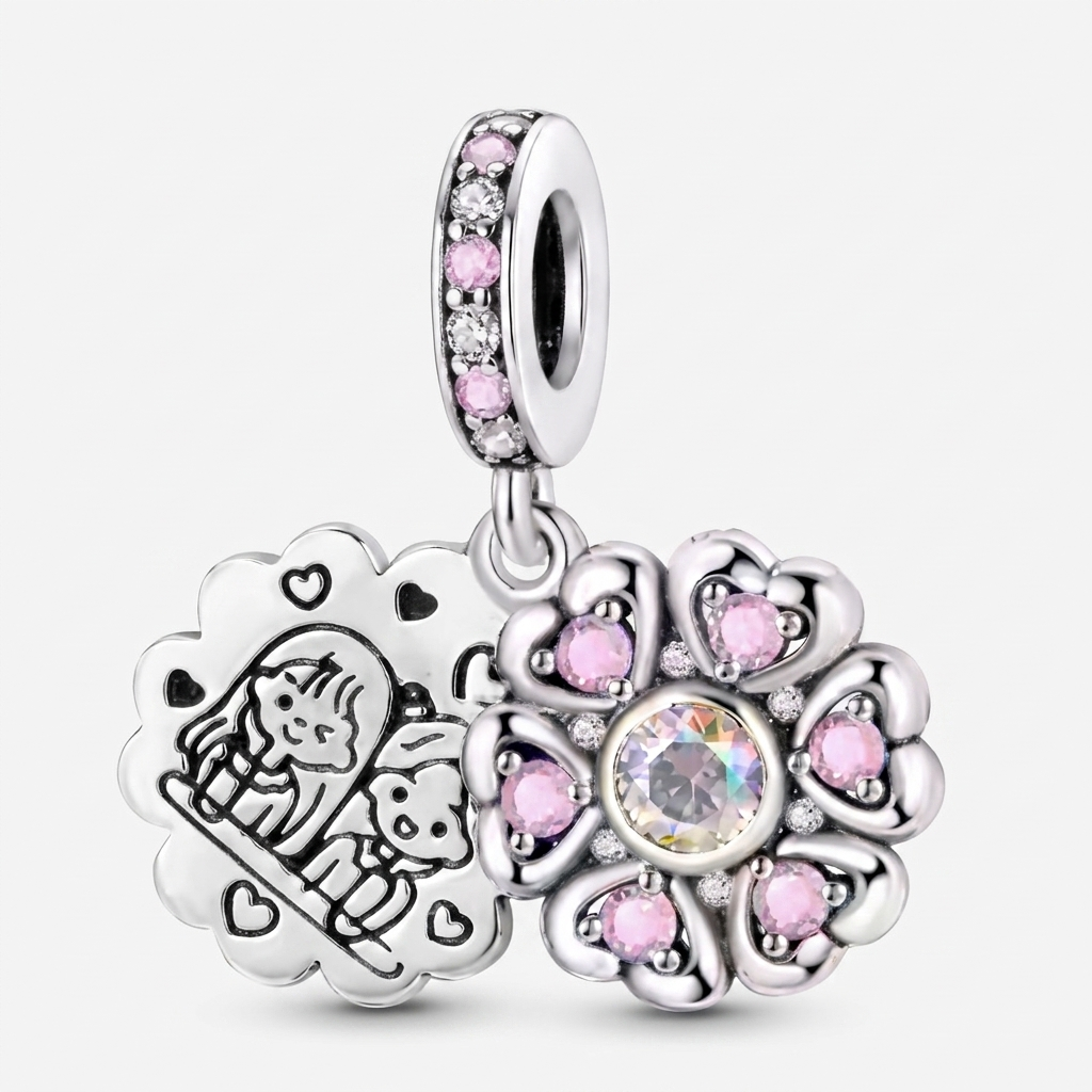 Set de dijes familiares Corazón de Plata