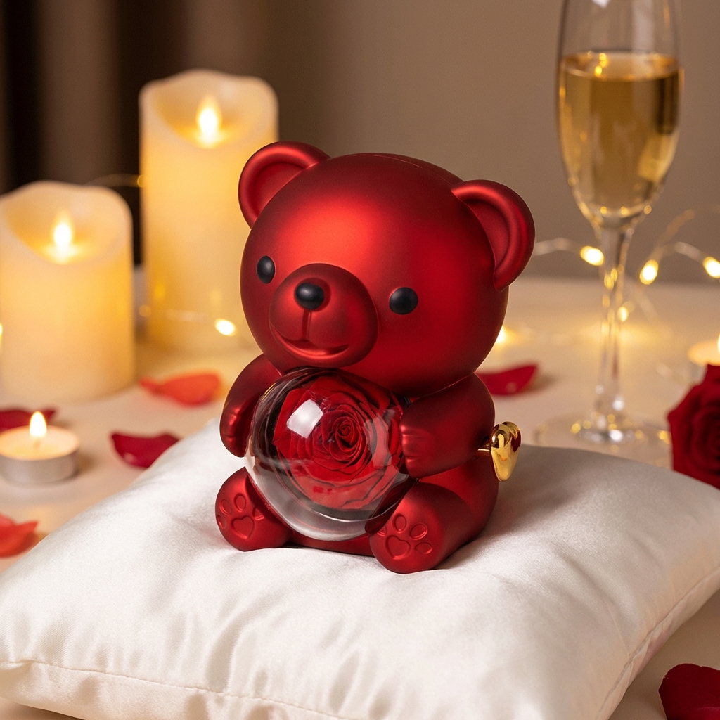 Sweet Embrace™ - Heart Pendant Necklace with Bear Rose Box