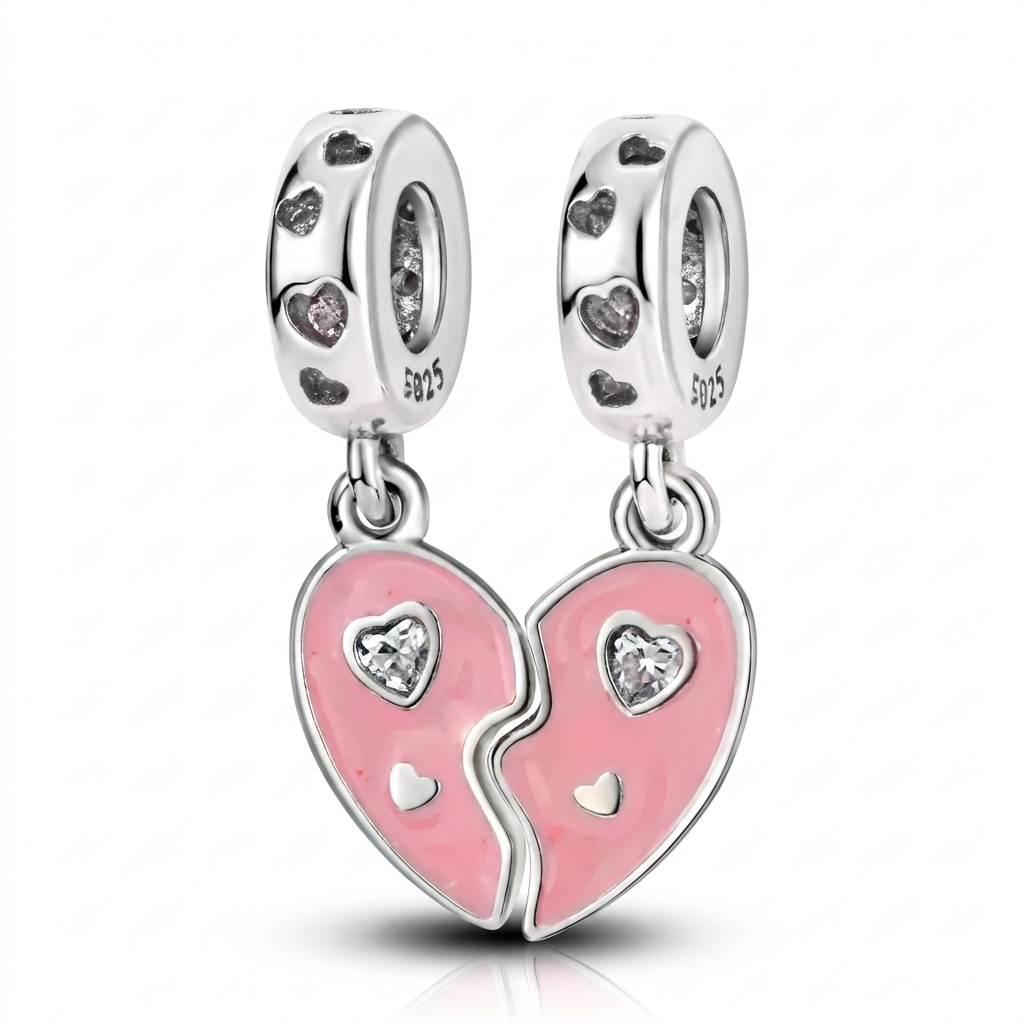 Set de dijes familiares Corazón de Plata