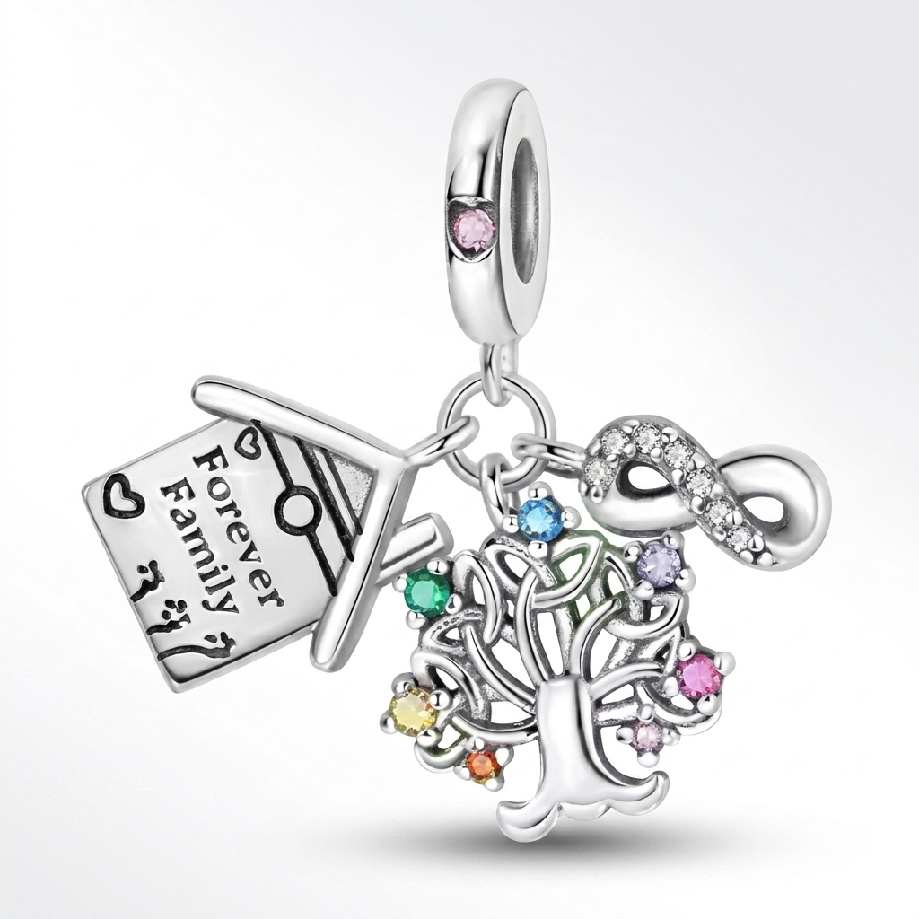 Set de dijes familiares Corazón de Plata