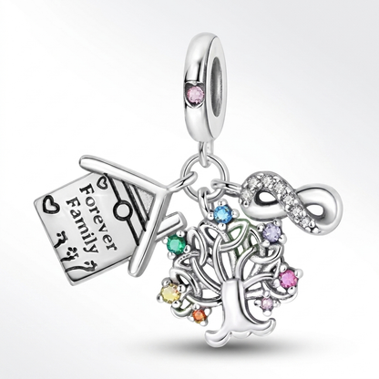 Set de dijes familiares Corazón de Plata