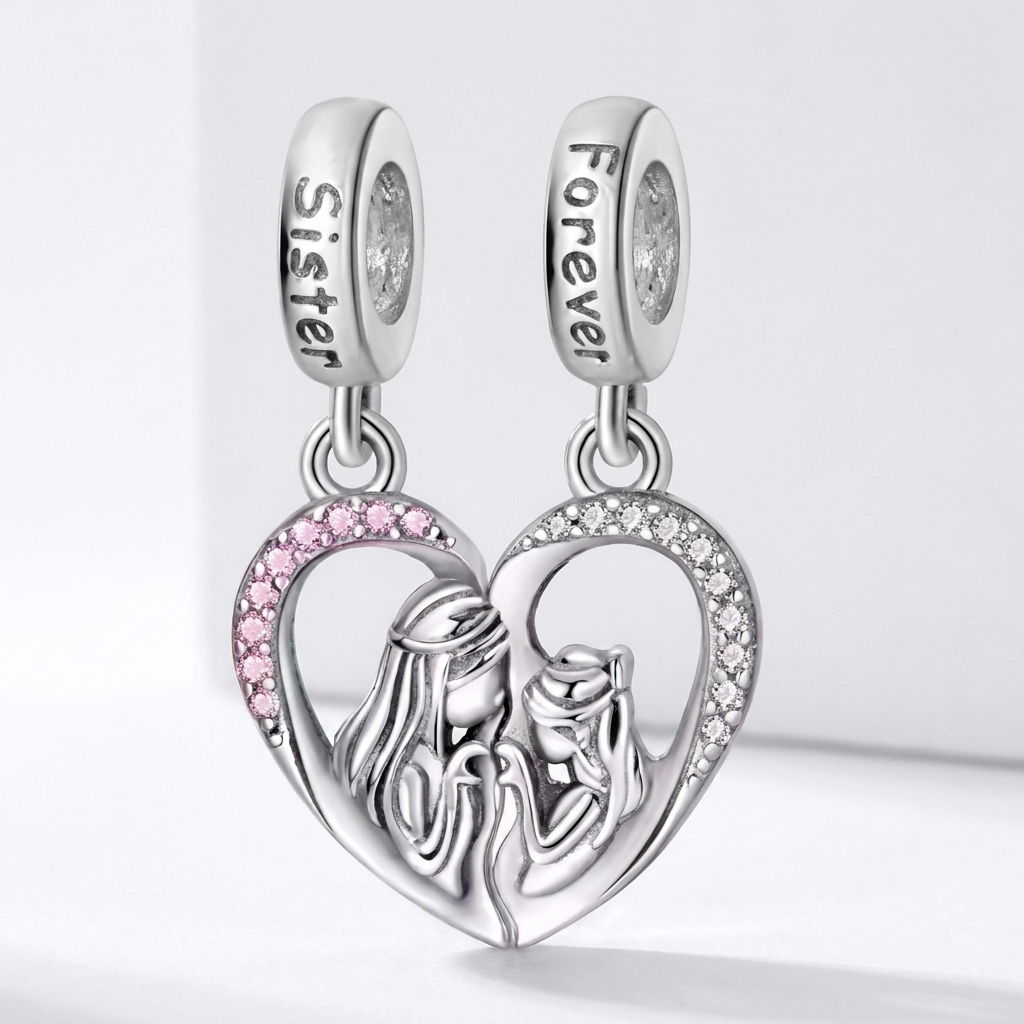 Set de dijes familiares Corazón de Plata
