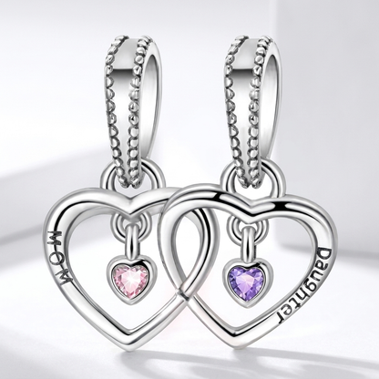 Set de dijes familiares Corazón de Plata