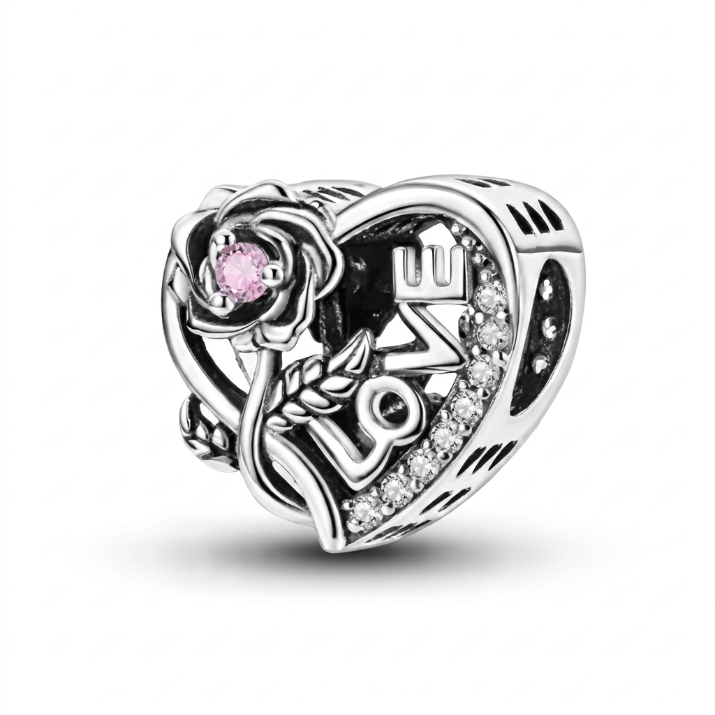 Set de dijes familiares Corazón de Plata