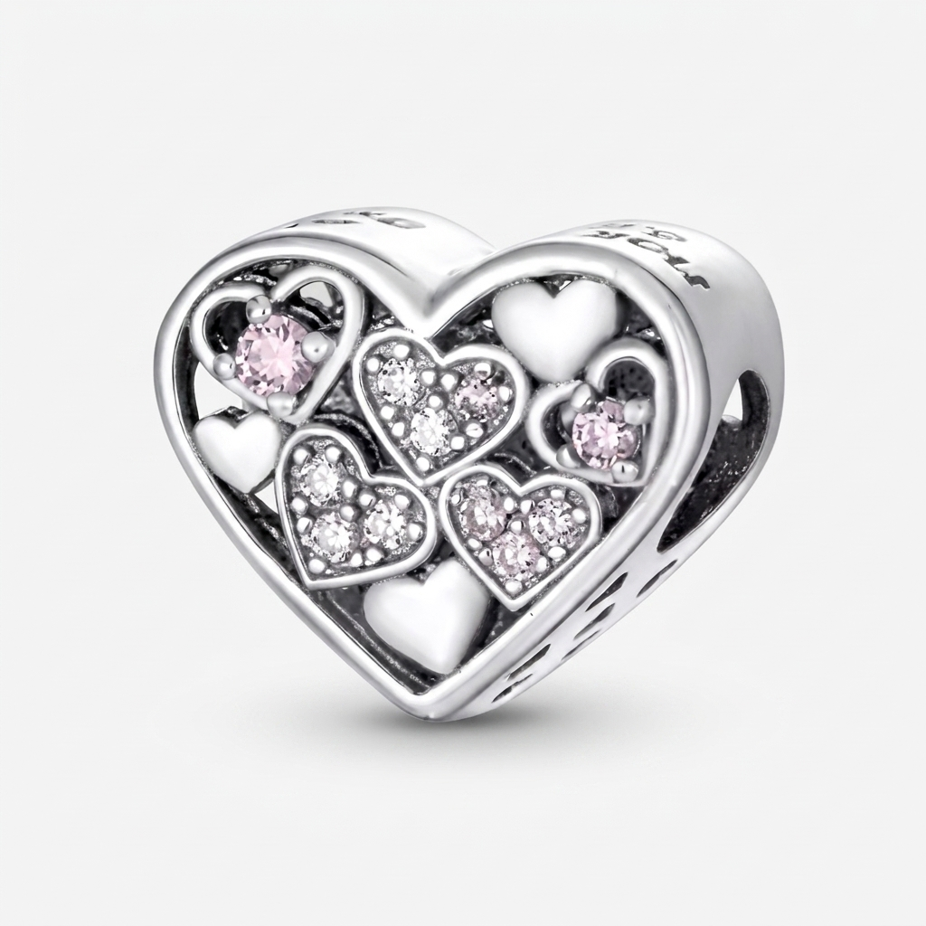 Set de dijes familiares Corazón de Plata