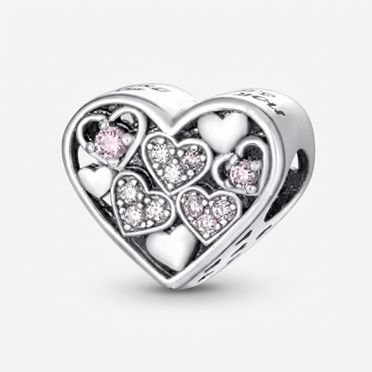 Set de dijes familiares Corazón de Plata