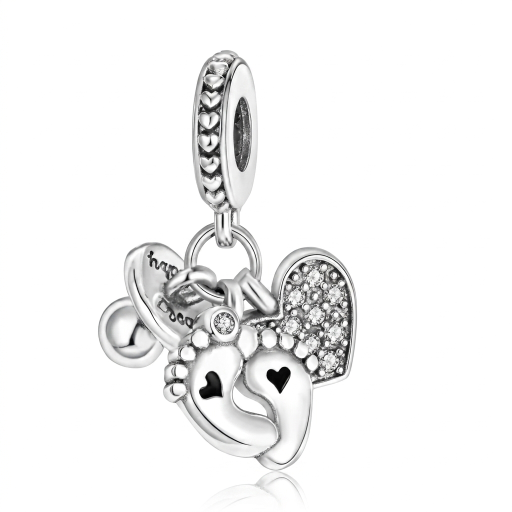 Set de dijes familiares Corazón de Plata
