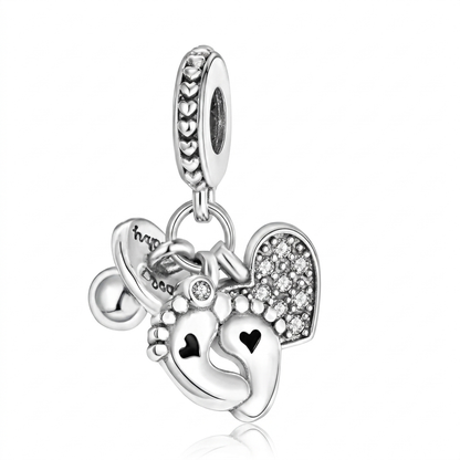 Set de dijes familiares Corazón de Plata