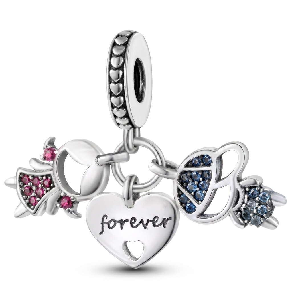 Set de dijes familiares Corazón de Plata