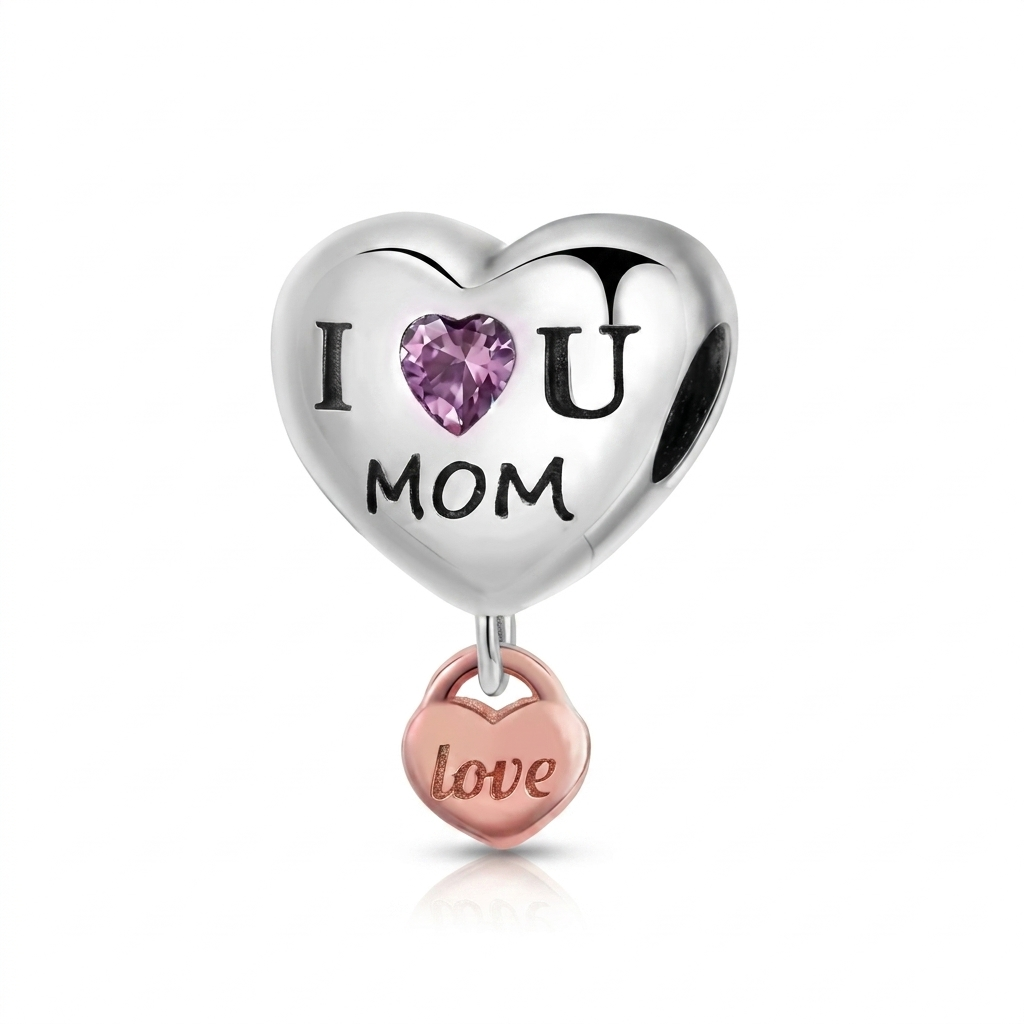 Set de dijes familiares Corazón de Plata