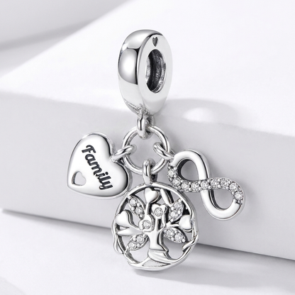 Set de dijes familiares Corazón de Plata