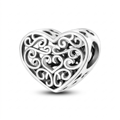 Set de dijes familiares Corazón de Plata