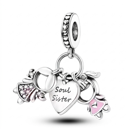 Set de dijes familiares Corazón de Plata