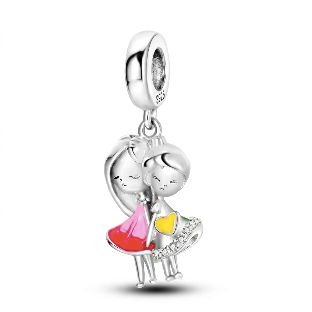 Set de dijes familiares Corazón de Plata