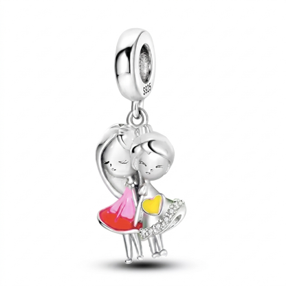 Set de dijes familiares Corazón de Plata