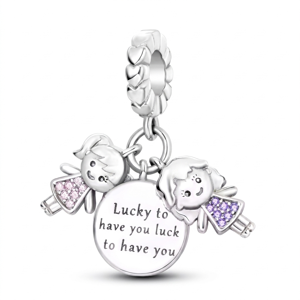 Set de dijes familiares Corazón de Plata