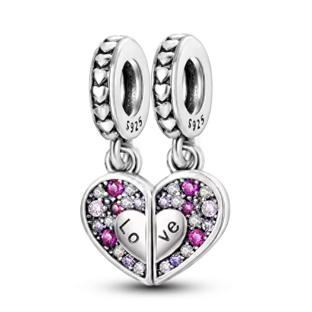 Set de dijes familiares Corazón de Plata