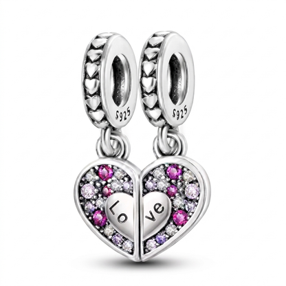 Set de dijes familiares Corazón de Plata