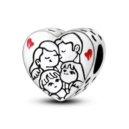 Set de dijes familiares Corazón de Plata
