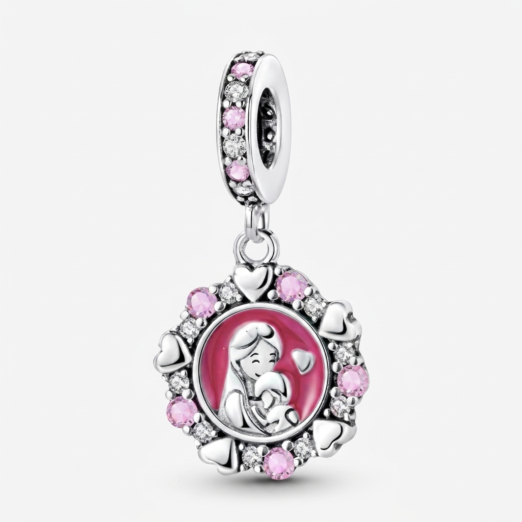 Set de dijes familiares Corazón de Plata