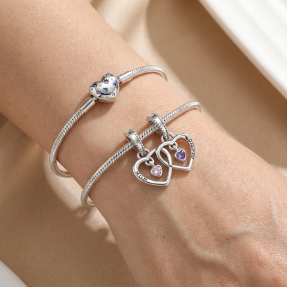 Set de dijes familiares Corazón de Plata