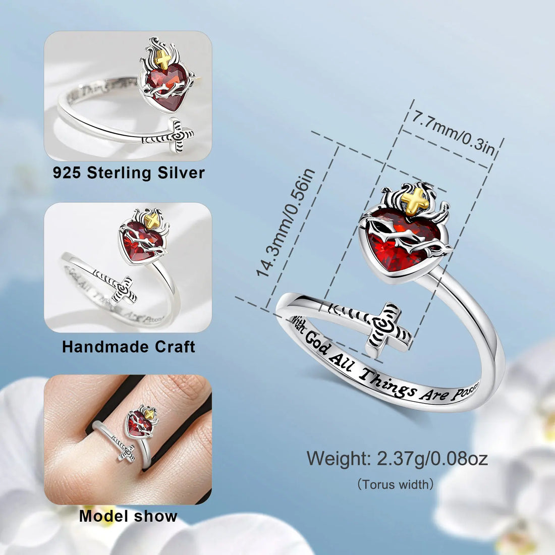 Sacred Heart Sterling Ring