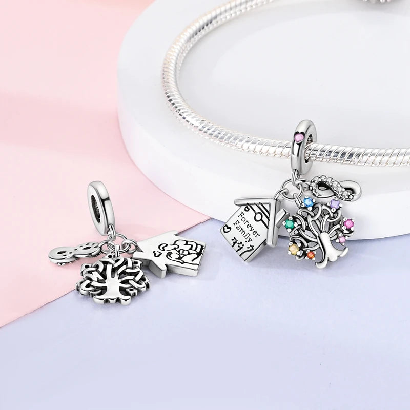 Set de dijes familiares Corazón de Plata