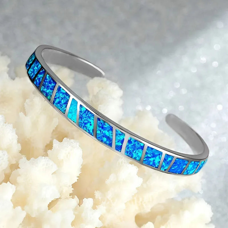 Pulsera clásica de puño Ópalo Oceánico 🌊