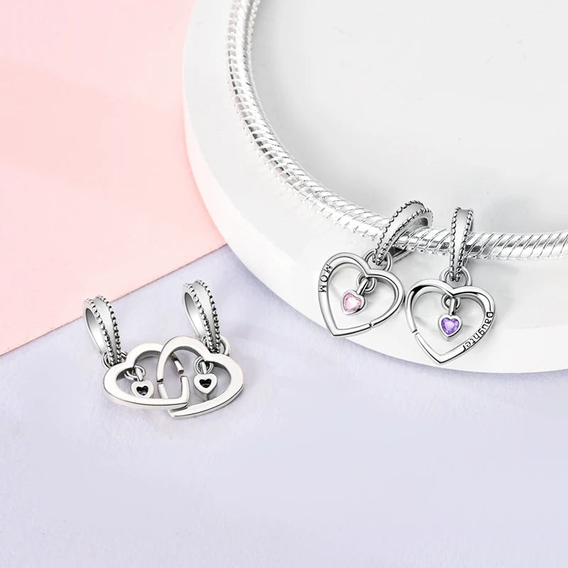 Set de dijes familiares Corazón de Plata