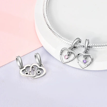 Set de dijes familiares Corazón de Plata