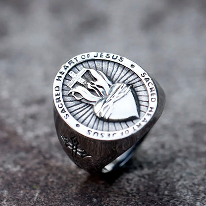 Anillo de Acero Corazón Sagrado