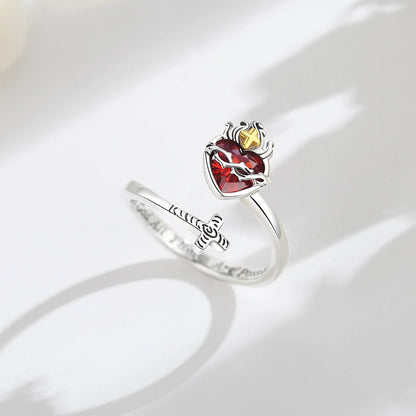 Anillo de plata de ley del Sagrado Corazón